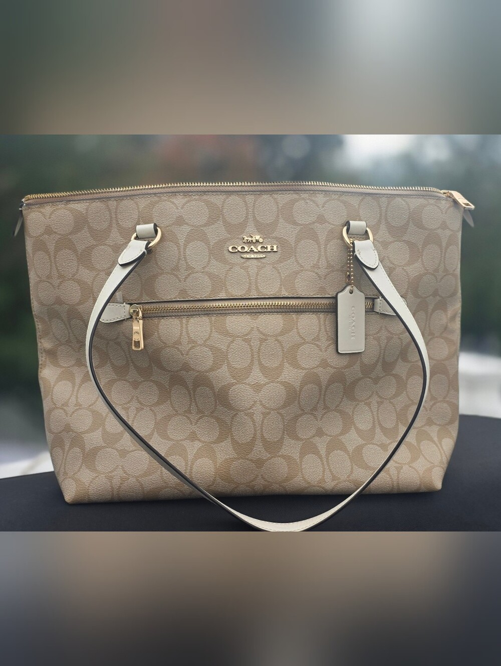 Coach Gallery Tote Signature Canvas Light Khaki/Chalk F79609